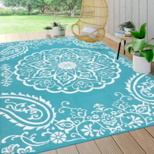 Wholesale Boho Paisley Outdoor Plastic Straw Rug HEBE RUGS