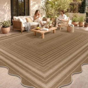 Wholesale Scalloped Border Indoor Outdoor Area Rug Bulk Supplier HEBE RUGS