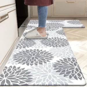 Floral Anti-Fatigue Kitchen Mat Set 2-Piece Cushioned Floor Runner HEBE RUGS