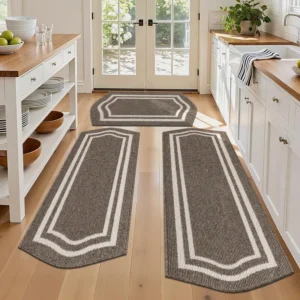 Wholesale Geometric Border Kitchen Rug 3-Piece Set | HEBE RUGS