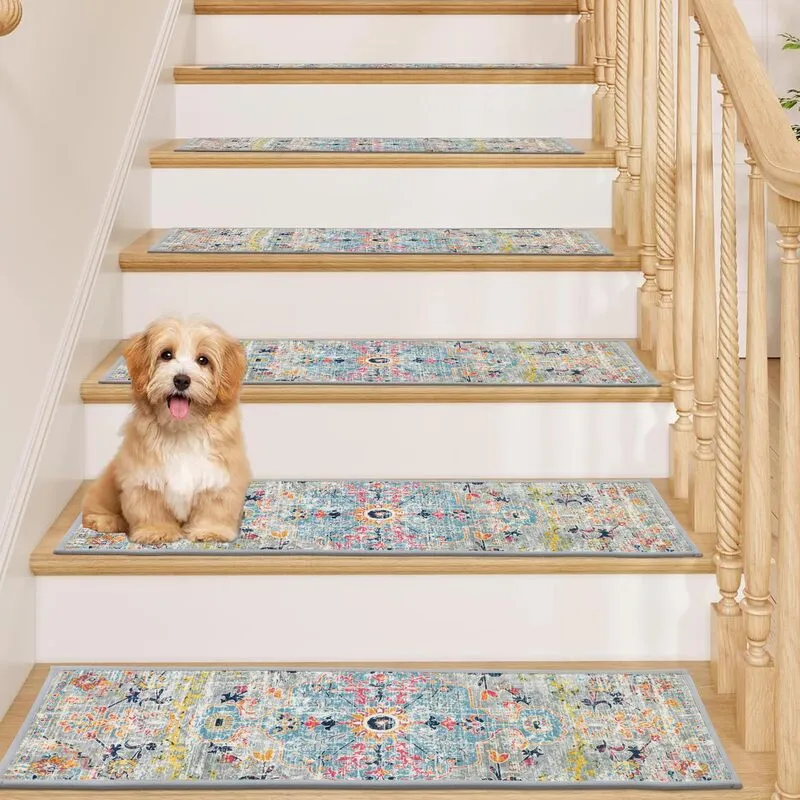 wholesale AR003290 colorful non slip stair treads runner pet friendly dog safe carpet for US home stairs HEBE RUGS