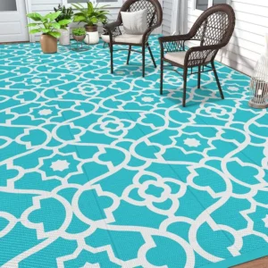 Bulk Supplier Moroccan Geometric Outdoor Plastic Straw Rug HEBE RUGS