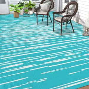 Wholesale Modern Striped Outdoor Plastic Straw Rug HEBE RUGS