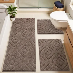 Wholesale Geometric Embossed Bath Rug Set HEBE RUGS